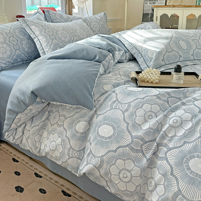 91家纺网 家纺一手货源 找家纺 曲之慕 2026新款全棉纯棉加厚喷气磨毛印花四件套 絮语