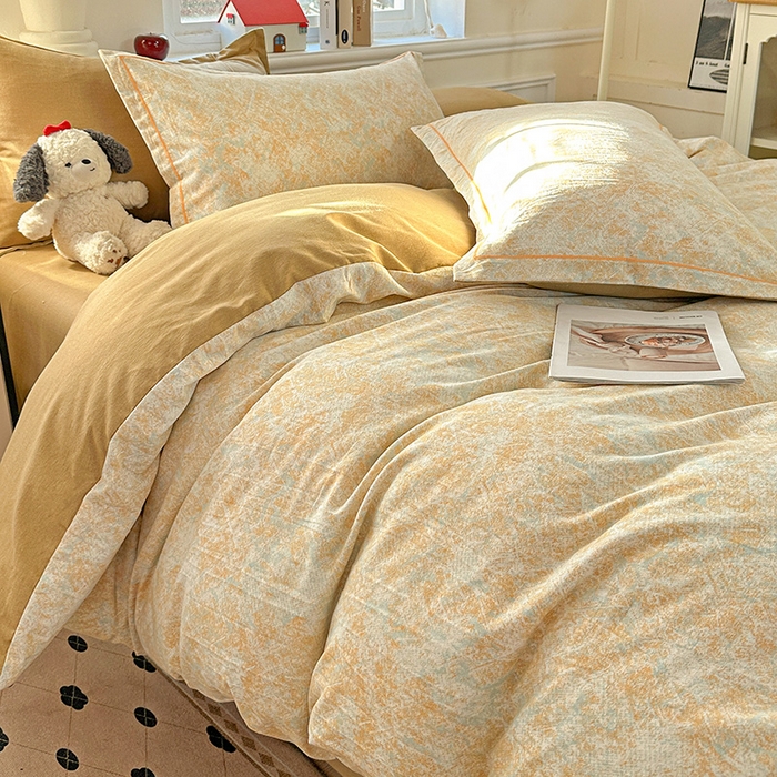 91家纺网 家纺一手货源 找家纺 曲之慕 2026新款全棉纯棉加厚喷气磨毛印花四件套 柔晖