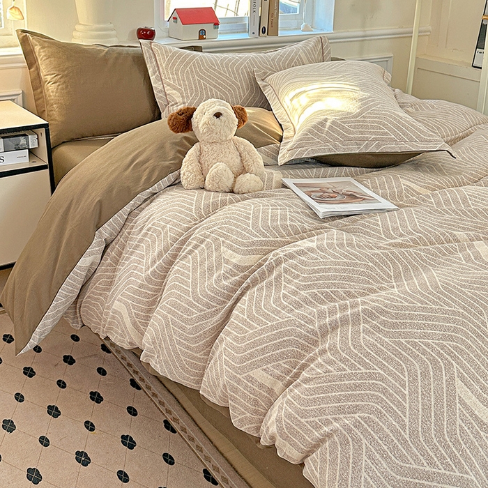 91家纺网 家纺一手货源 找家纺 曲之慕 2026新款全棉纯棉加厚喷气磨毛印花四件套 艾格拉