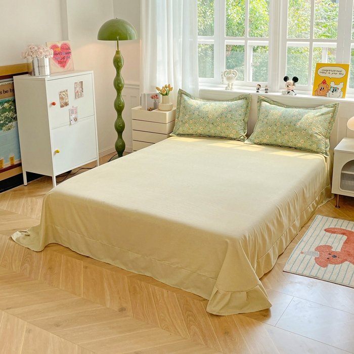 91家纺网 家纺一手货源 找家纺 曲之慕 2026新款全棉纯棉加厚喷气磨毛印花四件套 花恬