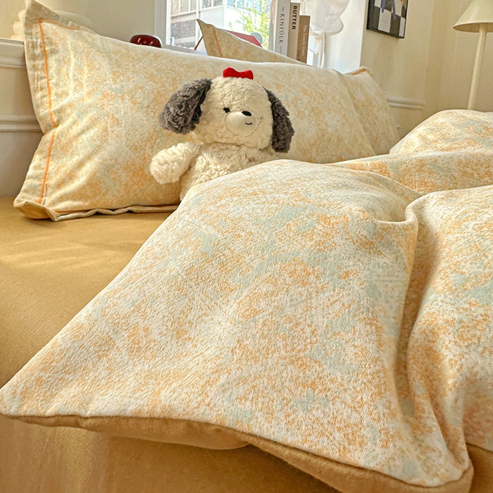 91家纺网 家纺一手货源 找家纺 曲之慕 2026新款全棉纯棉加厚喷气磨毛印花四件套 柔晖