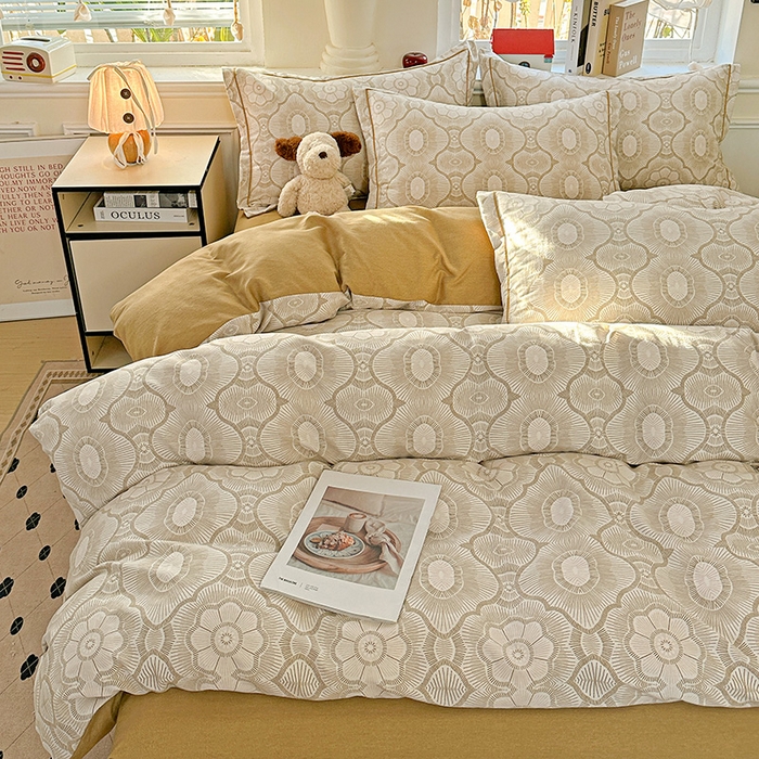 91家纺网 家纺一手货源 找家纺 曲之慕 2026新款全棉纯棉加厚喷气磨毛印花四件套 萝莉