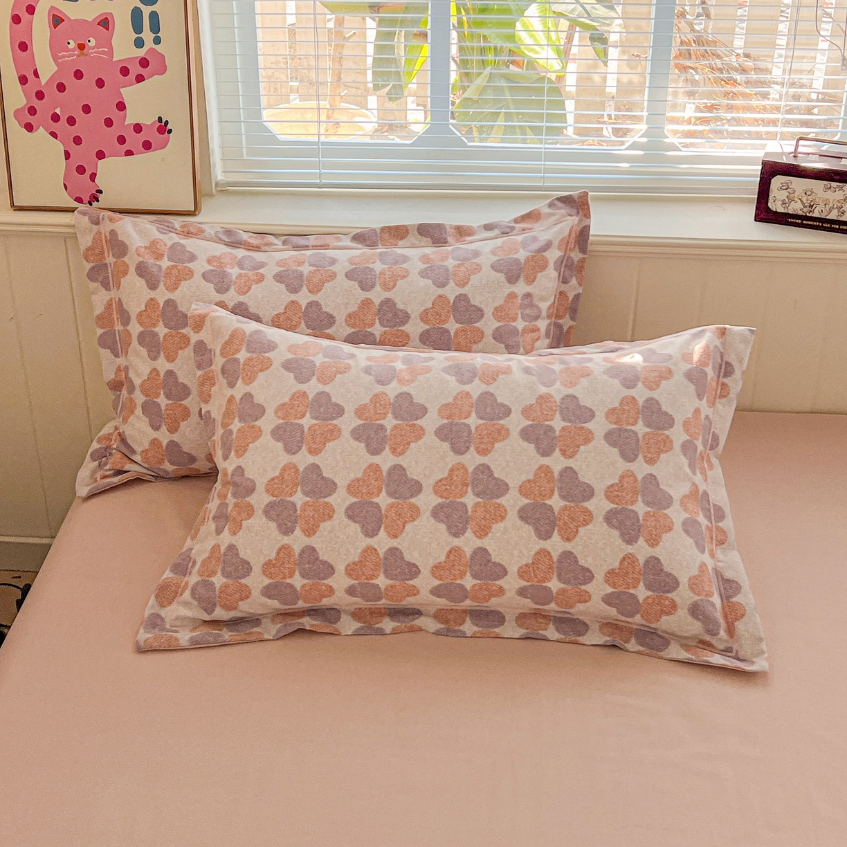 91家纺网 家纺一手货源 找家纺 曲之慕 2026新款全棉纯棉加厚喷气磨毛印花四件套 四叶草