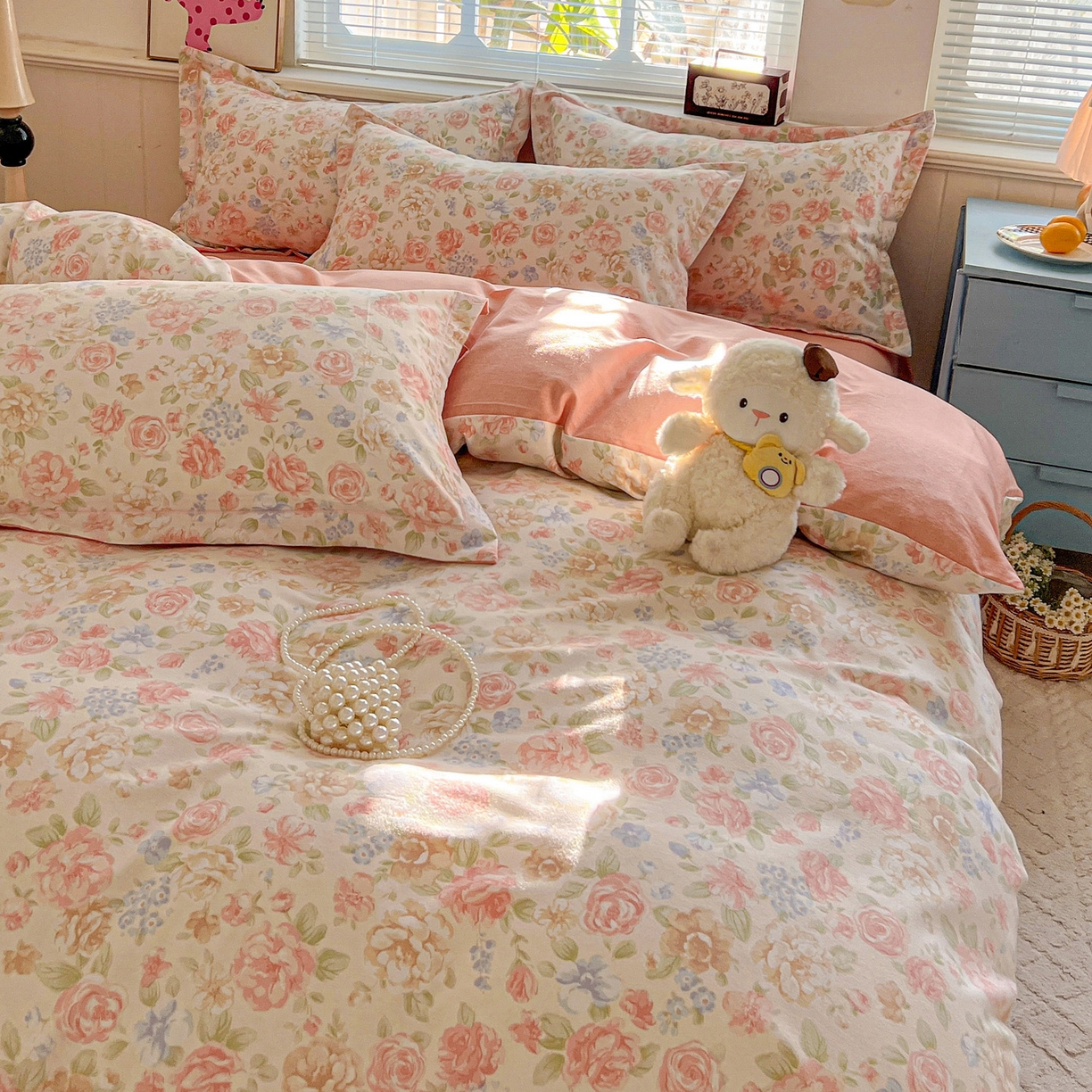 91家纺网 家纺一手货源 找家纺 曲之慕 2026新款全棉纯棉加厚喷气磨毛印花四件套 幽梦玉