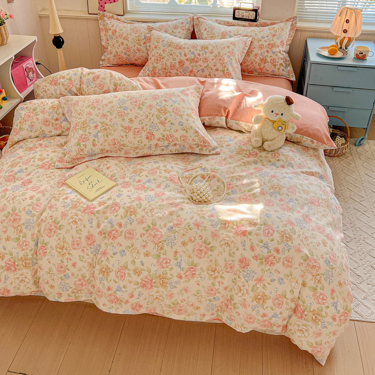 91家纺网 家纺一手货源 找家纺 曲之慕 2026新款全棉纯棉加厚喷气磨毛印花四件套 幽梦玉