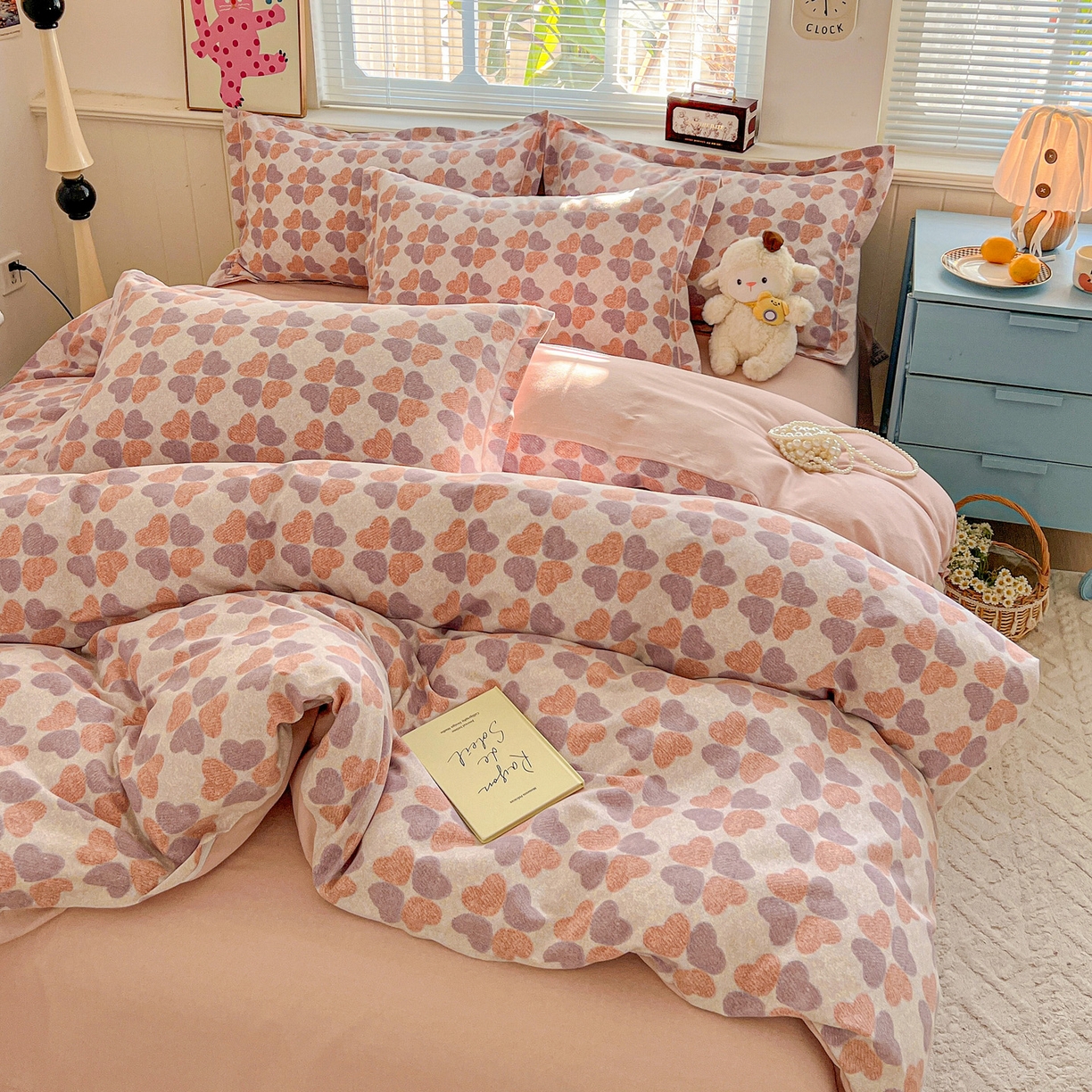 91家纺网 家纺一手货源 找家纺 曲之慕 2026新款全棉纯棉加厚喷气磨毛印花四件套 四叶草