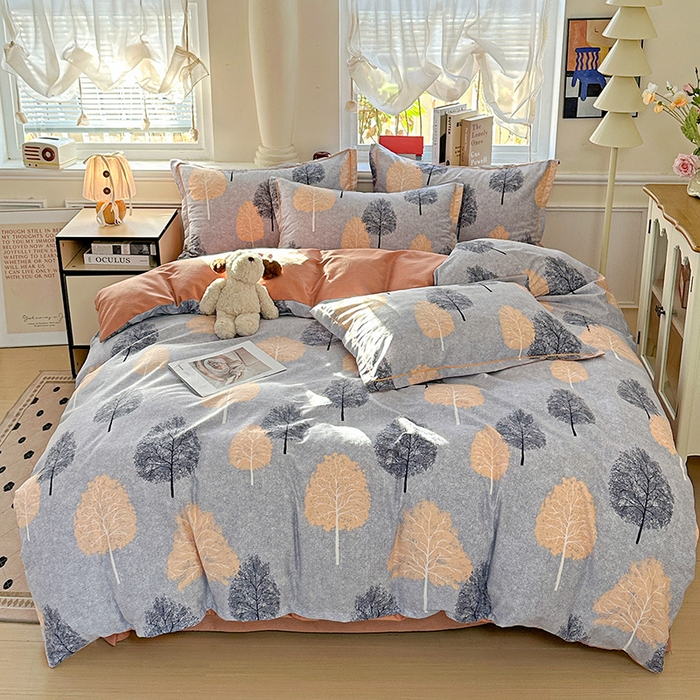 91家纺网 家纺一手货源 找家纺 曲之慕 2026新款全棉纯棉加厚喷气磨毛印花四件套 秋韵