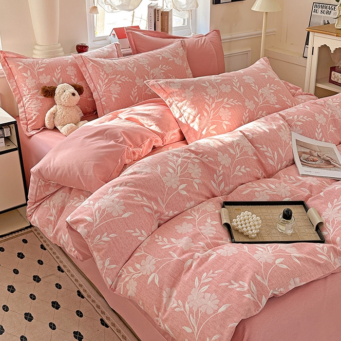 91家纺网 家纺一手货源 找家纺 曲之慕 2026新款全棉纯棉加厚喷气磨毛印花四件套 绮梦