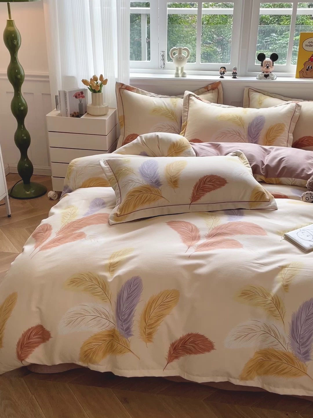 91家纺网 家纺一手货源 找家纺 曲之慕 2026新款全棉纯棉加厚喷气磨毛印花四件套 晚秋