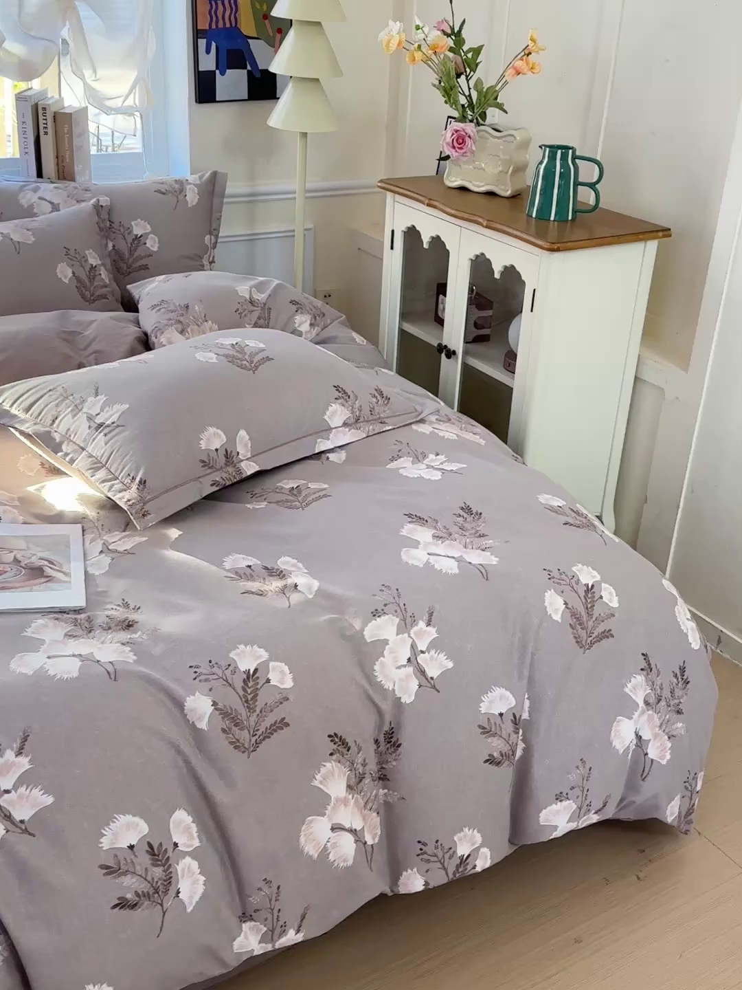 91家纺网 家纺一手货源 找家纺 曲之慕 2026新款全棉纯棉加厚喷气磨毛印花四件套 暖漾