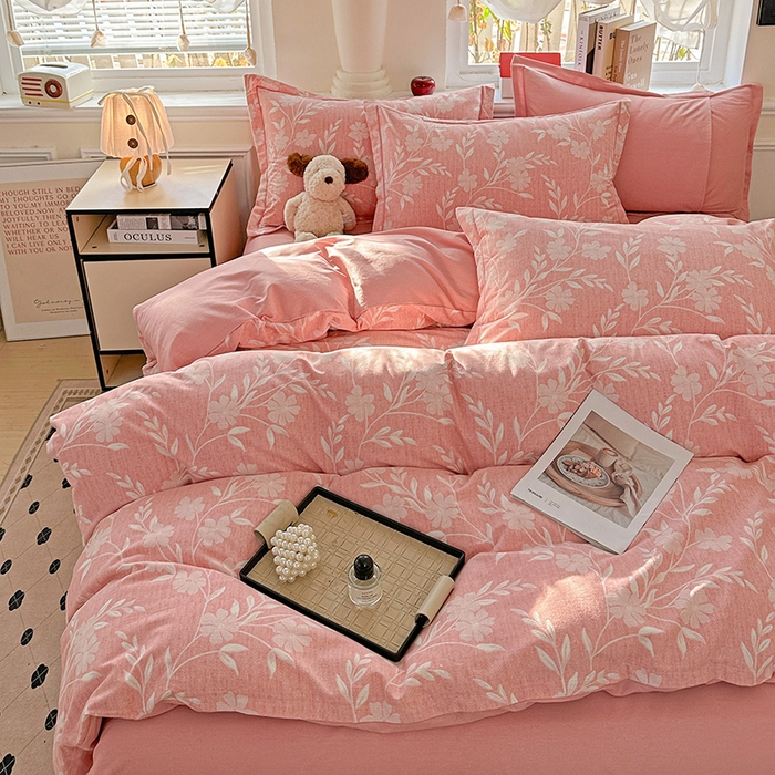 91家纺网 家纺一手货源 找家纺 曲之慕 2026新款全棉纯棉加厚喷气磨毛印花四件套 绮梦