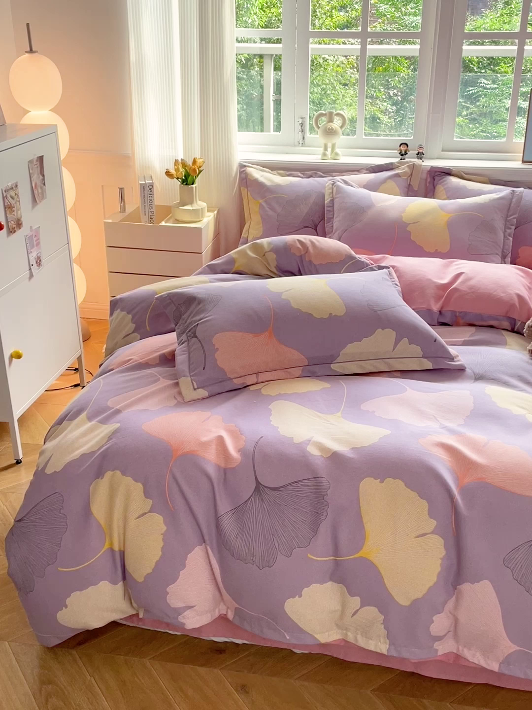 91家纺网 家纺一手货源 找家纺 曲之慕 2026新款全棉纯棉加厚喷气磨毛印花四件套 秋叶