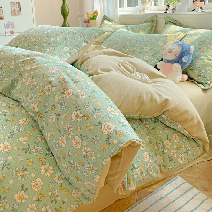 91家纺网 家纺一手货源 找家纺 （总）曲之慕 2026新款全棉纯棉加厚喷气磨毛印花四件套