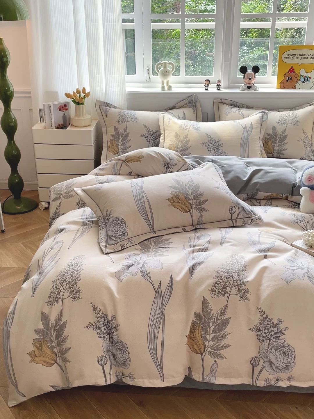 91家纺网 家纺一手货源 找家纺 曲之慕 2026新款全棉纯棉加厚喷气磨毛印花四件套 幽羽