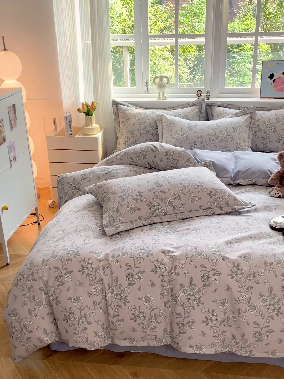 91家纺网 家纺一手货源 找家纺 曲之慕 2026新款全棉纯棉加厚喷气磨毛印花四件套 啬园