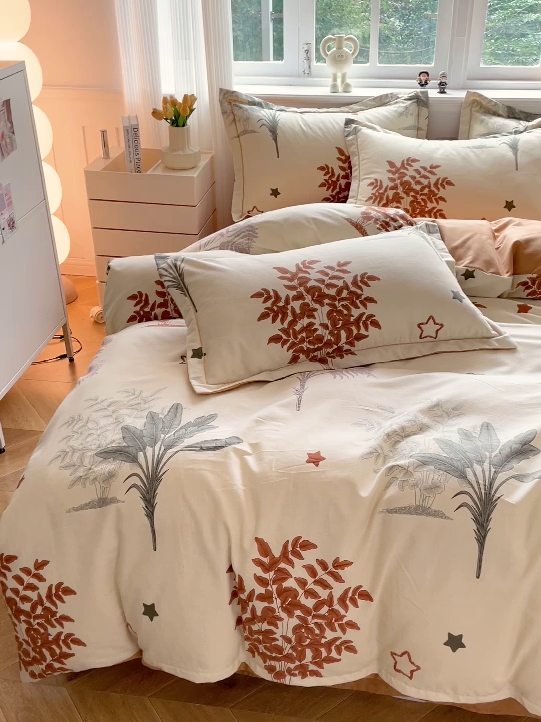 91家纺网 家纺一手货源 找家纺 曲之慕 2026新款全棉纯棉加厚喷气磨毛印花四件套 浅香