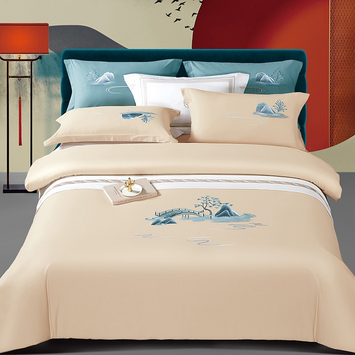 91家纺网 家纺一手货源 找家纺 （总）浩情国际婚庆供货中心 2026新品-100支全棉长绒棉磨毛高端刺绣系列四件套