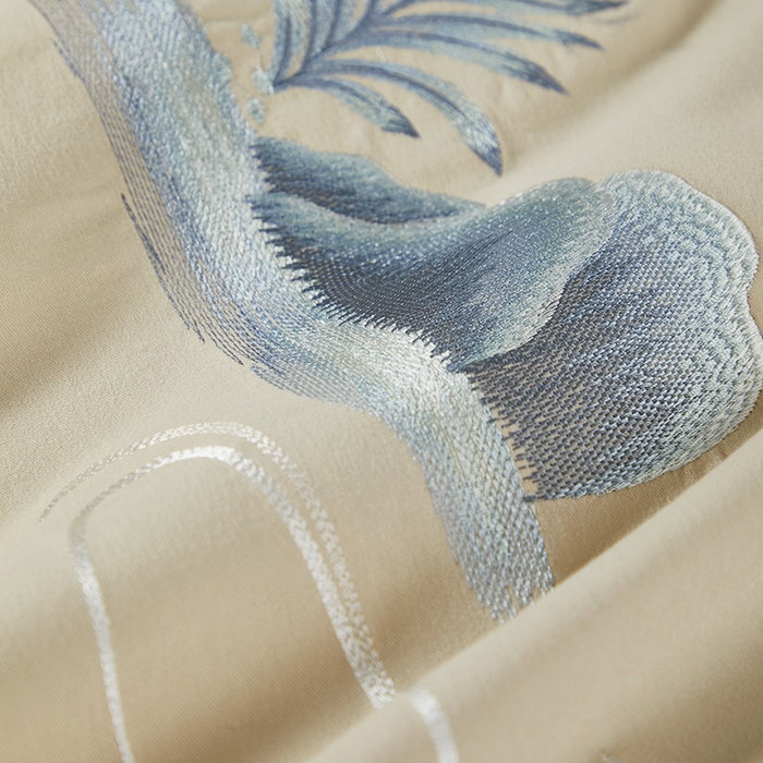 91家纺网 家纺一手货源 找家纺 浩情国际婚庆供货中心 2026新品-100支全棉长绒棉磨毛高端刺绣系列四件套 山水情-米驼