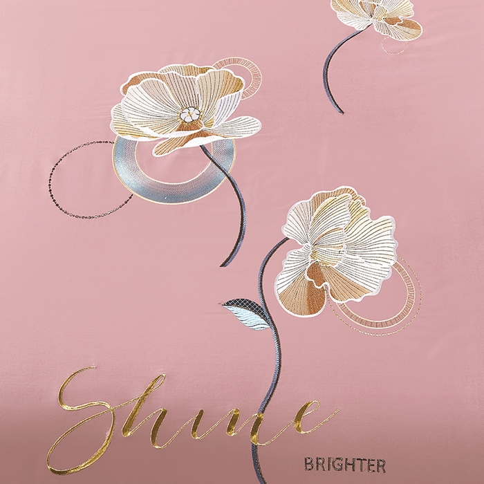 91家纺网 家纺一手货源 找家纺 浩情国际婚庆供货中心 2026新品-100支全棉长绒棉磨毛高端刺绣系列四件套 轻曼-豆沙