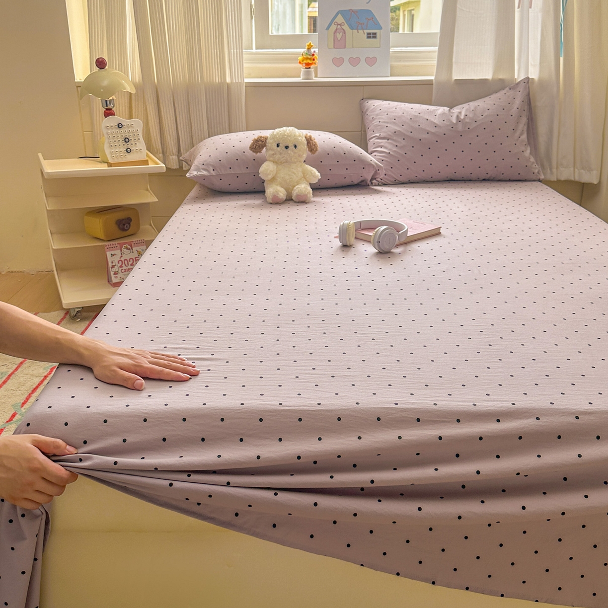 91家纺网 家纺一手货源 找家纺 （总）冕悠家纺 2025新款A类加厚水洗棉格子点点印花超柔单品床单枕套