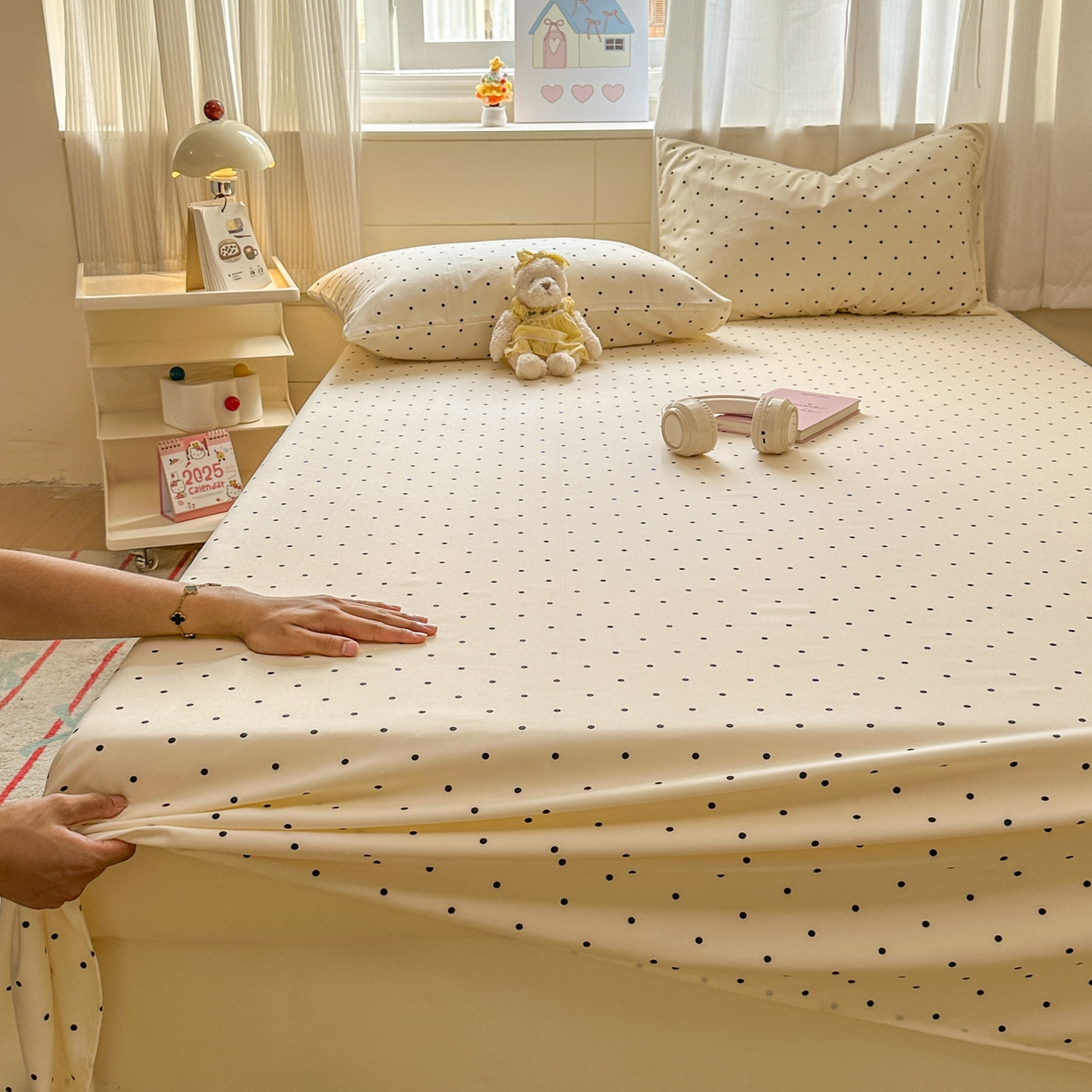 91家纺网 家纺一手货源 找家纺 （总）冕悠家纺 2025新款A类加厚水洗棉格子点点印花超柔单品床单枕套