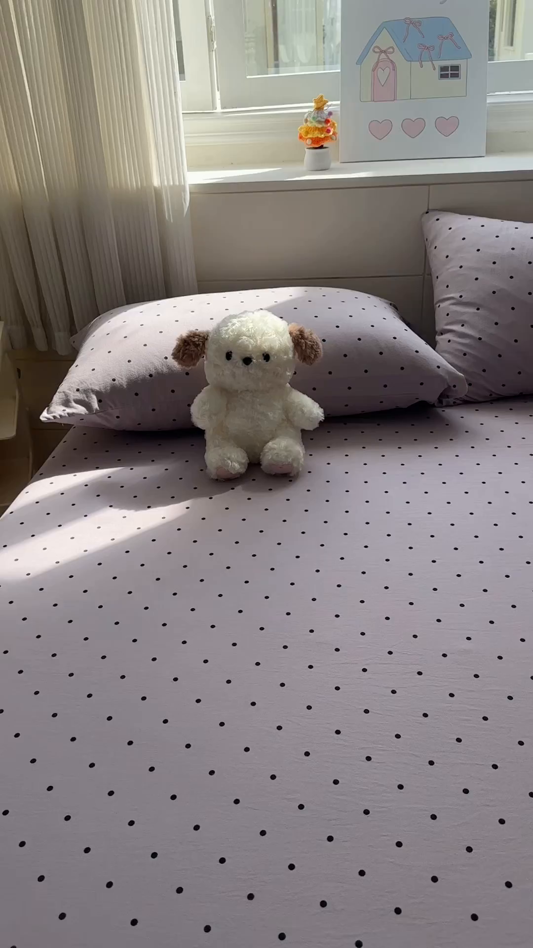 91家纺网 家纺一手货源 找家纺 冕悠家纺 2025新款A类加厚水洗棉格子点点印花超柔单品床单枕套 紫点