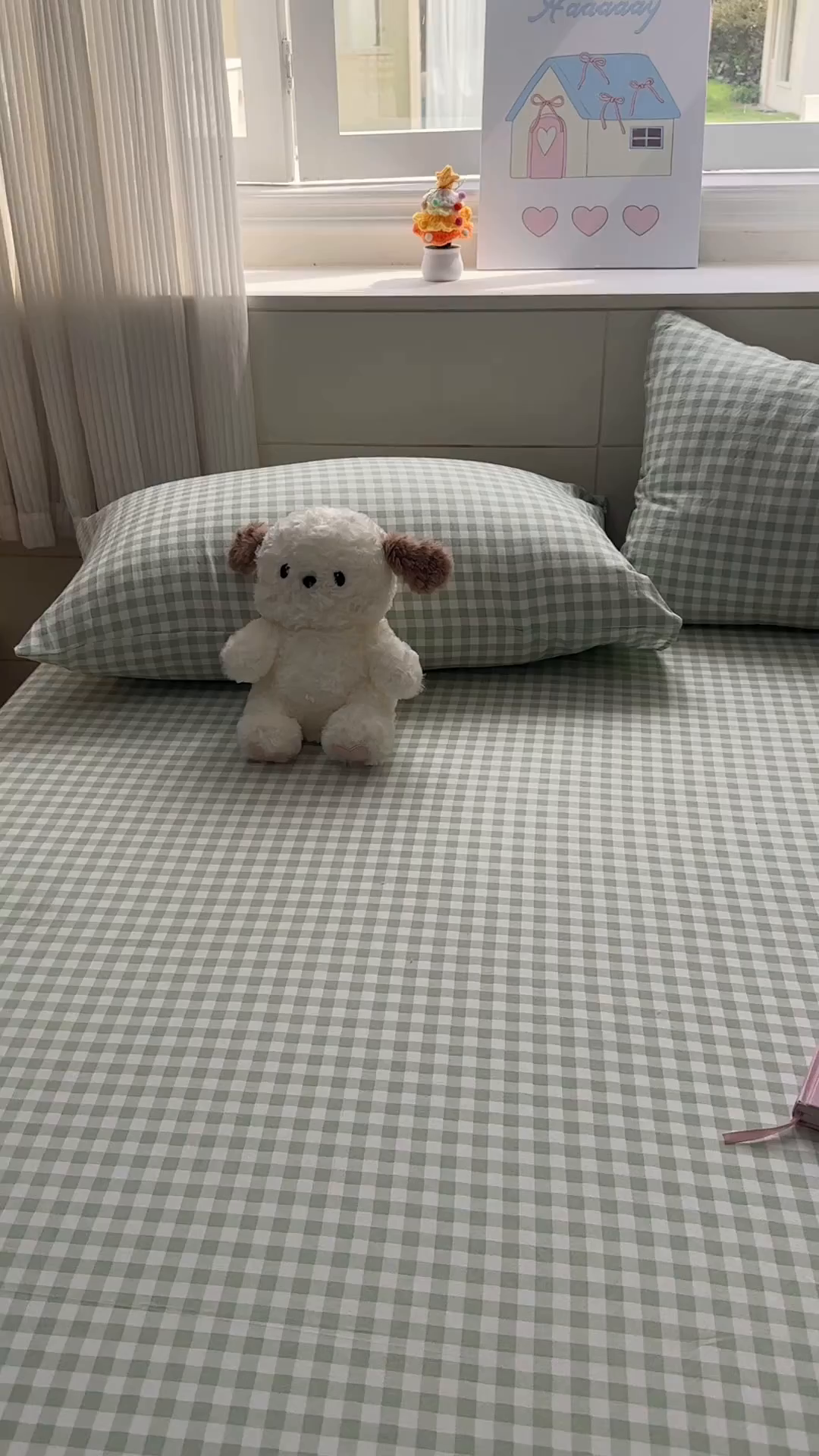 91家纺网 家纺一手货源 找家纺 冕悠家纺 2025新款A类加厚水洗棉格子点点印花超柔单品床单枕套 绿格