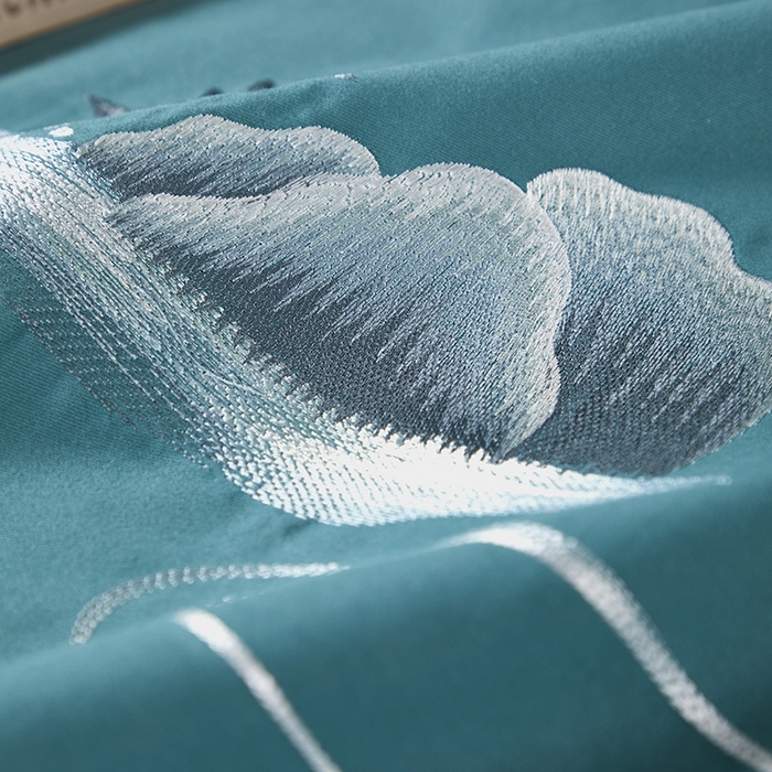 91家纺网 家纺一手货源 找家纺 浩情国际婚庆供货中心 2026新品-100支全棉长绒棉磨毛高端刺绣系列四件套 山水情-湖兰