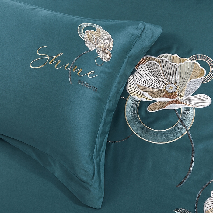 91家纺网 家纺一手货源 找家纺 浩情国际婚庆供货中心 2026新品-100支全棉长绒棉磨毛高端刺绣系列四件套 轻曼-湖兰