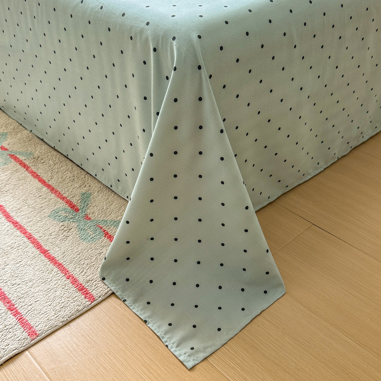 91家纺网 家纺一手货源 找家纺 冕悠家纺 2025新款A类加厚水洗棉格子点点印花超柔单品床单枕套 蓝点