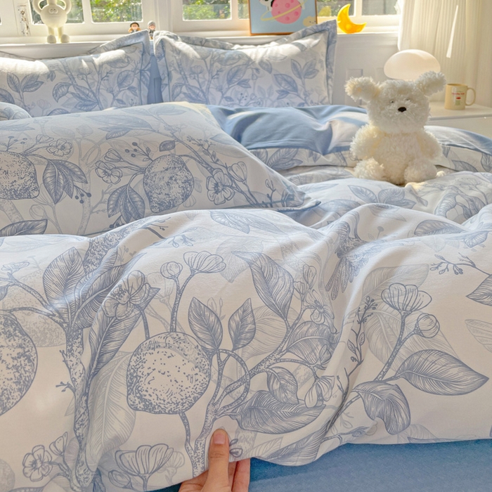 91家纺网 家纺一手货源 找家纺 曲之慕 2026新款全棉纯棉加厚喷气磨毛印花四件套 汀兰