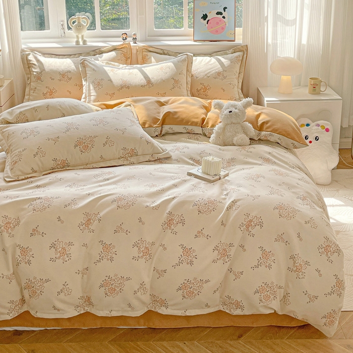 91家纺网 家纺一手货源 找家纺 曲之慕 2026新款全棉纯棉加厚喷气磨毛印花四件套 云梦泽