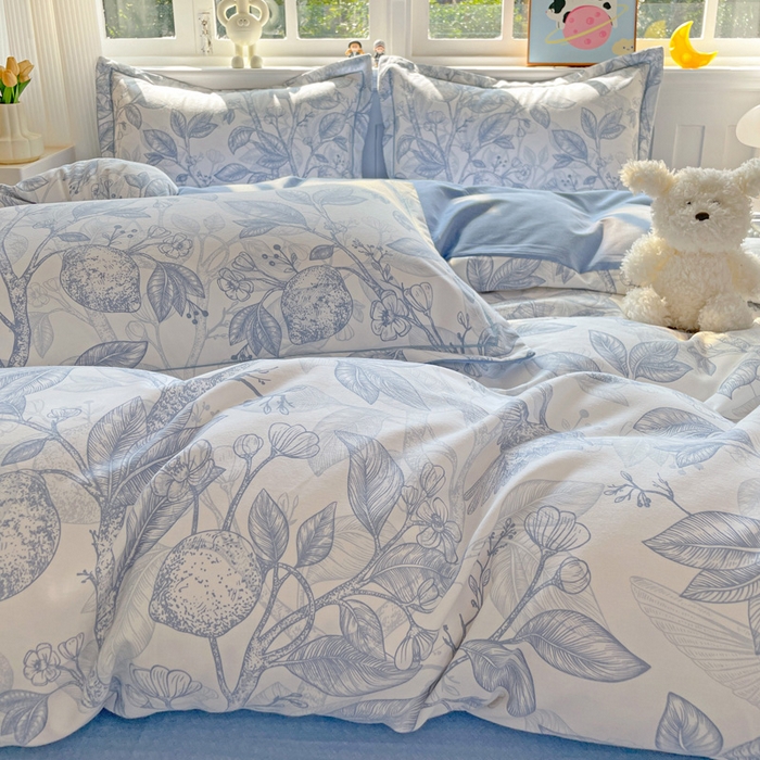 91家纺网 家纺一手货源 找家纺 曲之慕 2026新款全棉纯棉加厚喷气磨毛印花四件套 汀兰