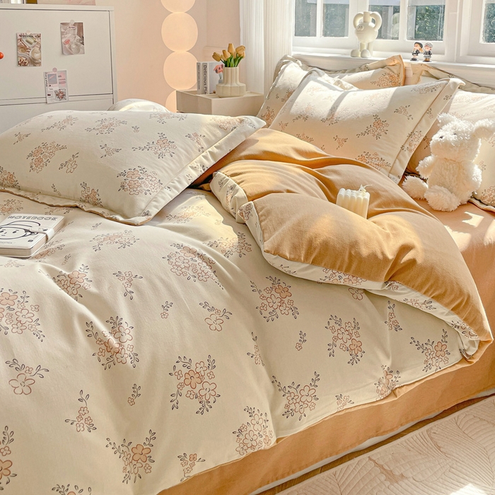 91家纺网 家纺一手货源 找家纺 曲之慕 2026新款全棉纯棉加厚喷气磨毛印花四件套 云梦泽