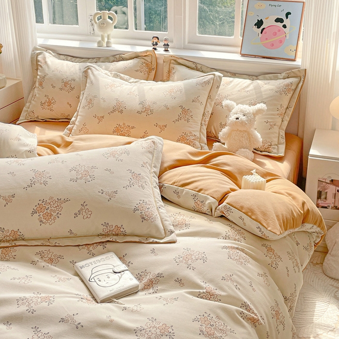 91家纺网 家纺一手货源 找家纺 曲之慕 2026新款全棉纯棉加厚喷气磨毛印花四件套 云梦泽