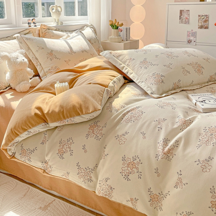 91家纺网 家纺一手货源 找家纺 曲之慕 2026新款全棉纯棉加厚喷气磨毛印花四件套 云梦泽