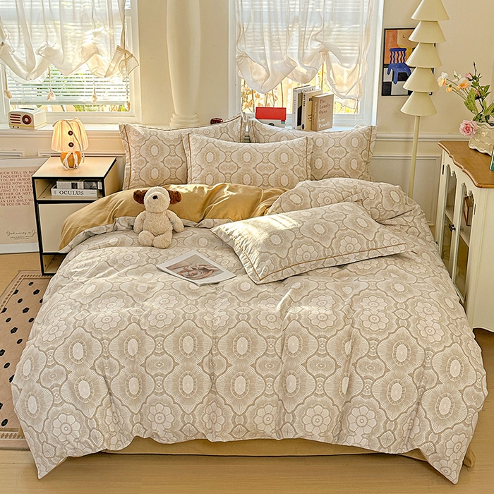 91家纺网 家纺一手货源 找家纺 曲之慕 2026新款全棉纯棉加厚喷气磨毛印花四件套 萝莉