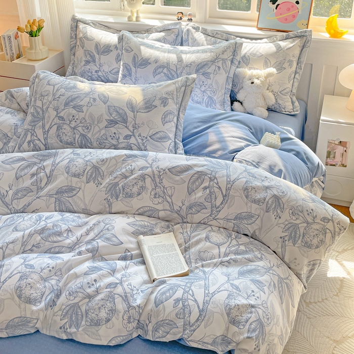 91家纺网 家纺一手货源 找家纺 曲之慕 2026新款全棉纯棉加厚喷气磨毛印花四件套 汀兰