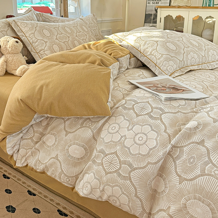 91家纺网 家纺一手货源 找家纺 曲之慕 2026新款全棉纯棉加厚喷气磨毛印花四件套 萝莉