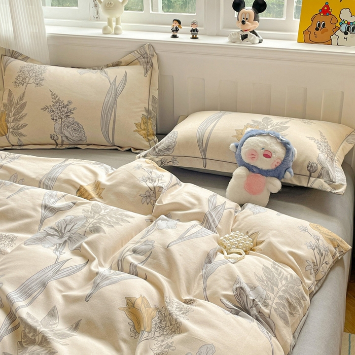 91家纺网 家纺一手货源 找家纺 曲之慕 2026新款全棉纯棉加厚喷气磨毛印花四件套 幽羽