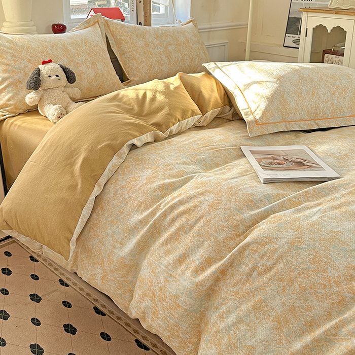 91家纺网 家纺一手货源 找家纺 曲之慕 2026新款全棉纯棉加厚喷气磨毛印花四件套 柔晖