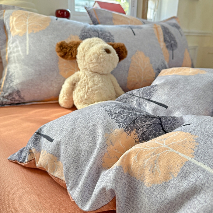 91家纺网 家纺一手货源 找家纺 曲之慕 2026新款全棉纯棉加厚喷气磨毛印花四件套 秋韵