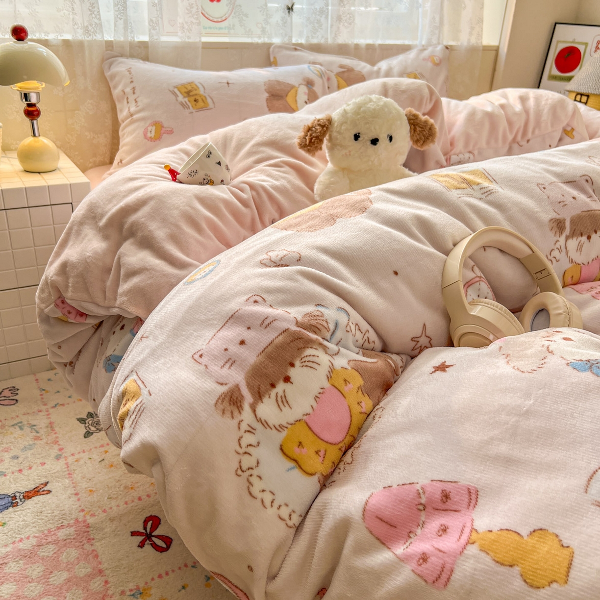 91家纺网 家纺一手货源 找家纺 （总）冕悠家纺 2025新款A类200克加厚印花牛奶绒保暖四件套提供买家秀