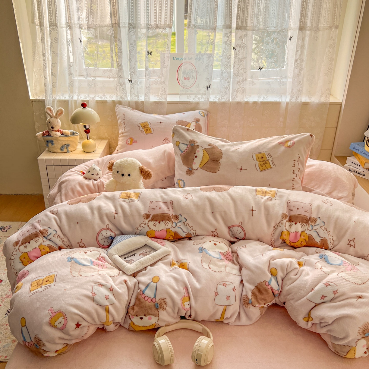 91家纺网 家纺一手货源 找家纺 （总）冕悠家纺 2025新款A类200克加厚印花牛奶绒保暖四件套提供买家秀