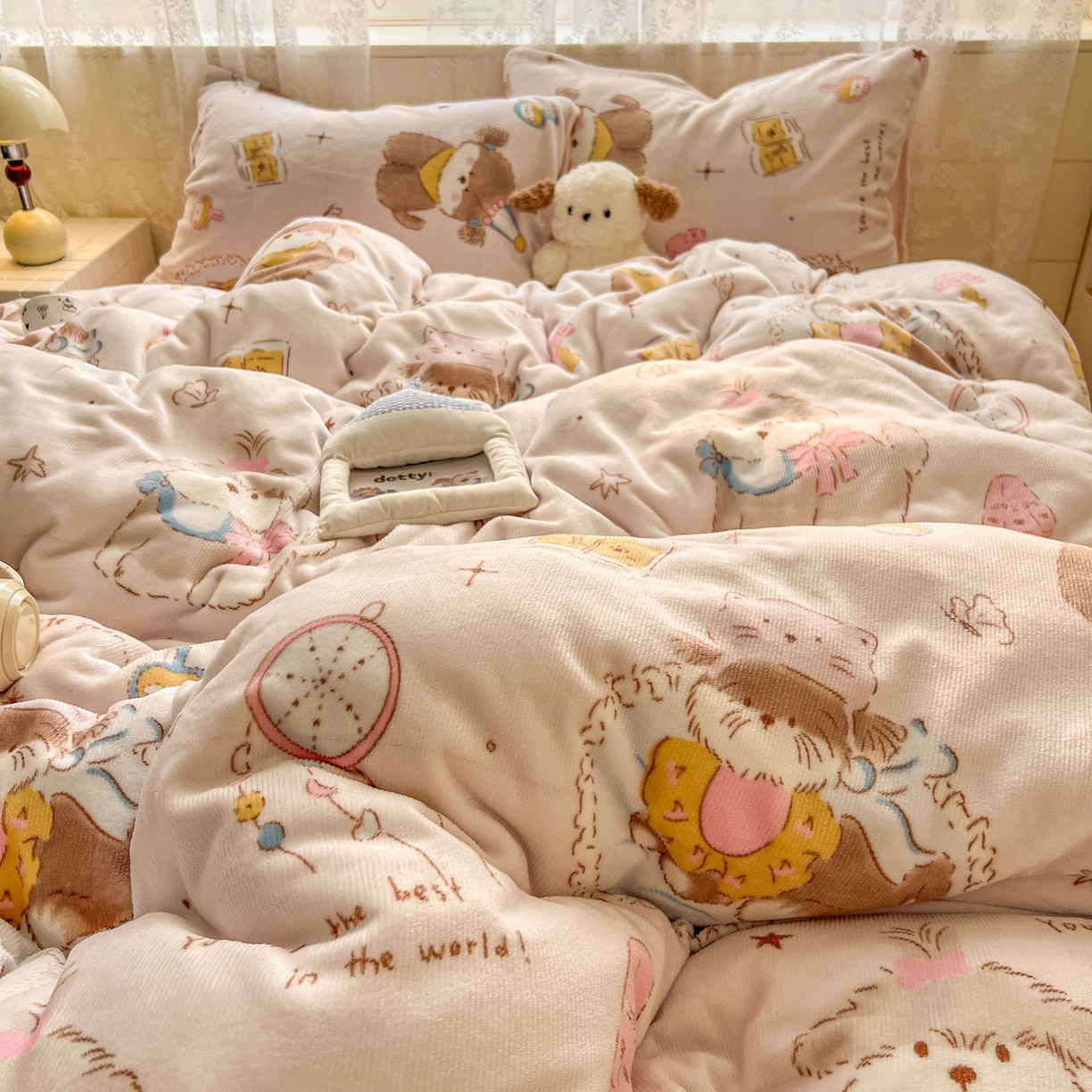 91家纺网 家纺一手货源 找家纺 （总）冕悠家纺 2025新款A类200克加厚印花牛奶绒保暖四件套提供买家秀