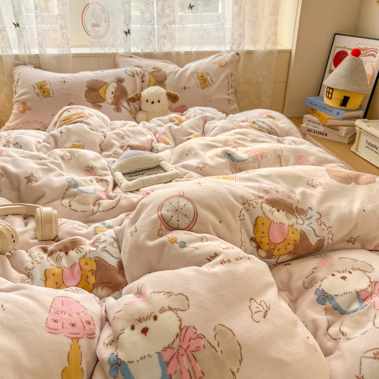 91家纺网 家纺一手货源 找家纺 （总）冕悠家纺 2025新款A类200克加厚印花牛奶绒保暖四件套提供买家秀