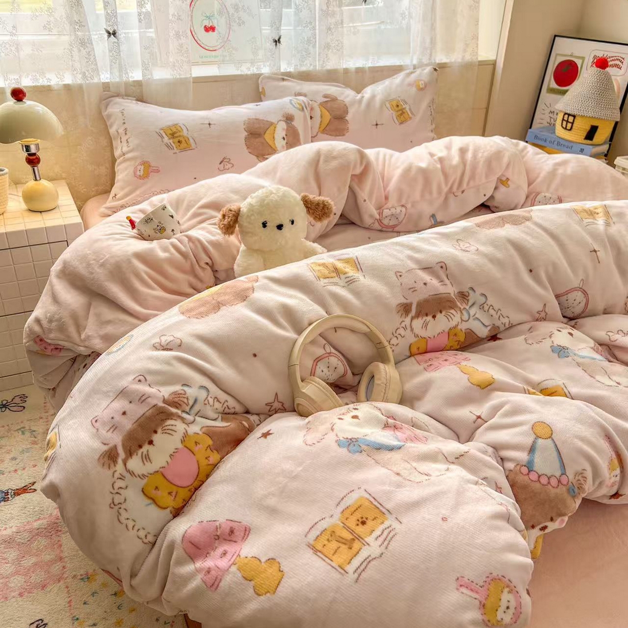 91家纺网 家纺一手货源 找家纺 （总）冕悠家纺 2025新款A类200克加厚印花牛奶绒保暖四件套提供买家秀