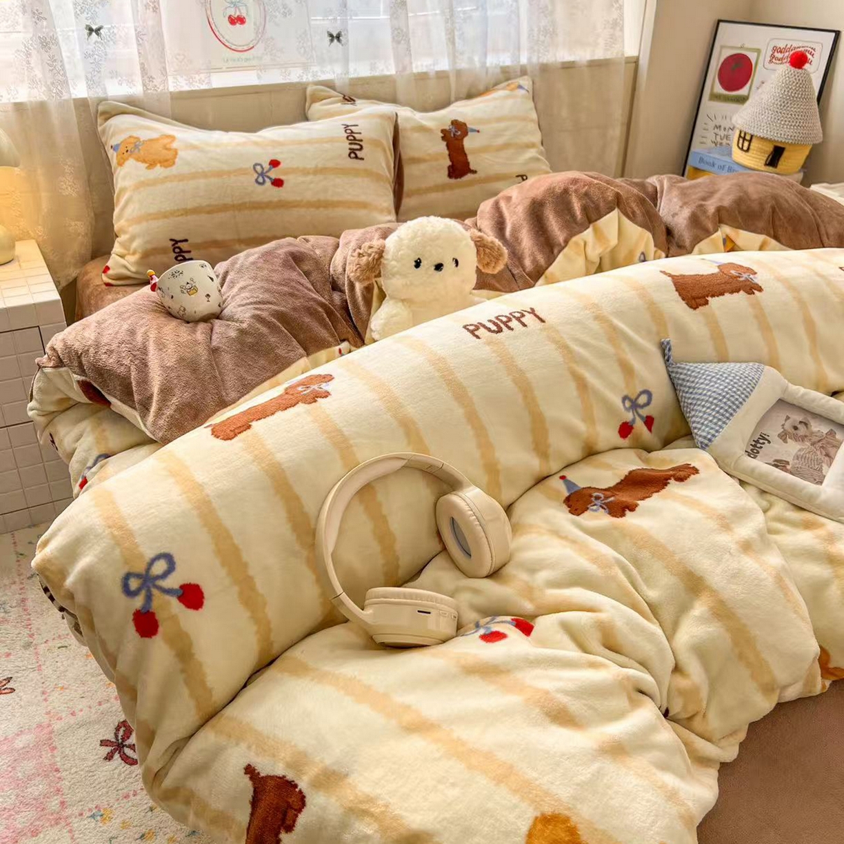 91家纺网 家纺一手货源 找家纺 （总）冕悠家纺 2025新款A类200克加厚印花牛奶绒保暖四件套提供买家秀