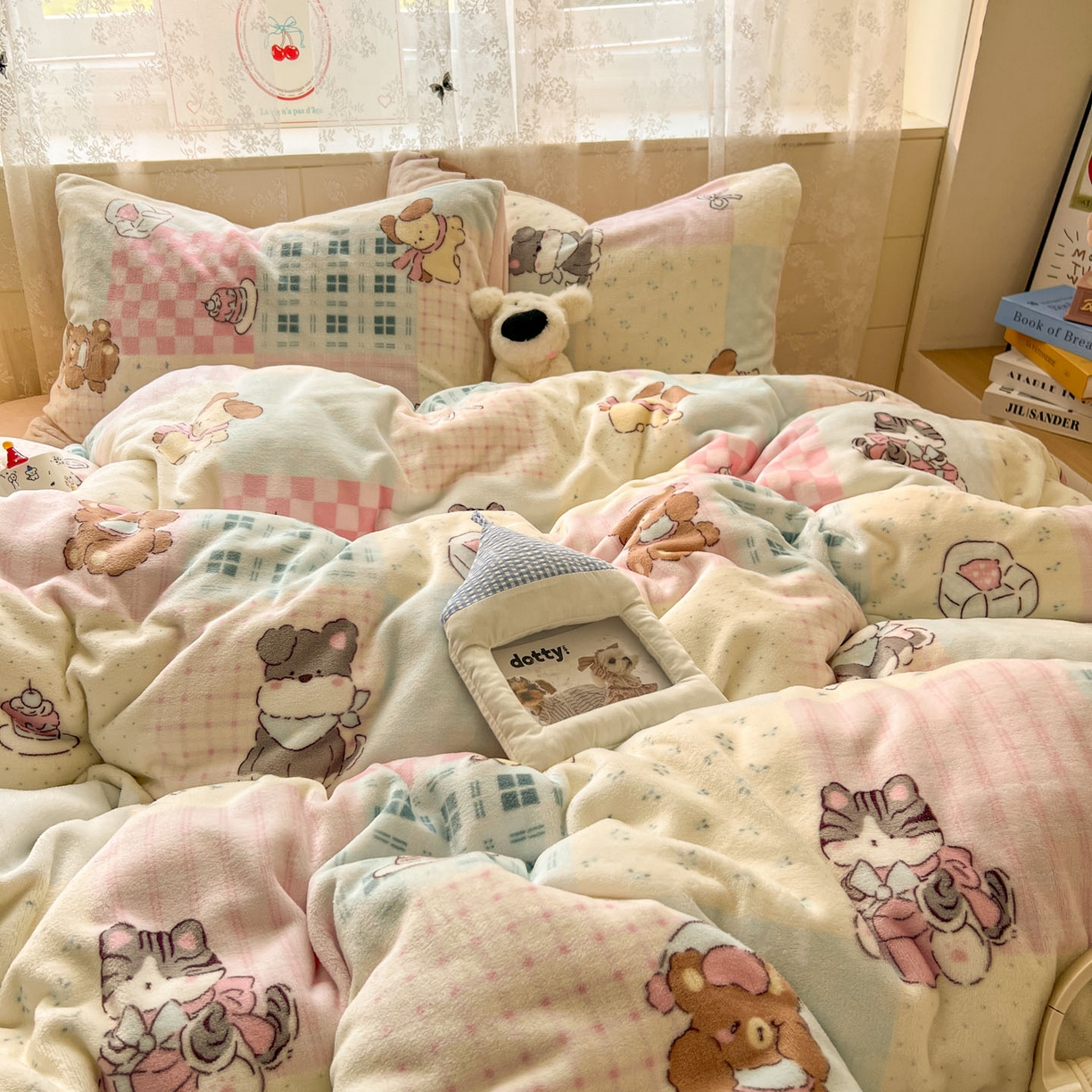 91家纺网 家纺一手货源 找家纺 冕悠家纺 2025新款A类200克加厚印花牛奶绒保暖四件套提供买家秀 汪汪派对