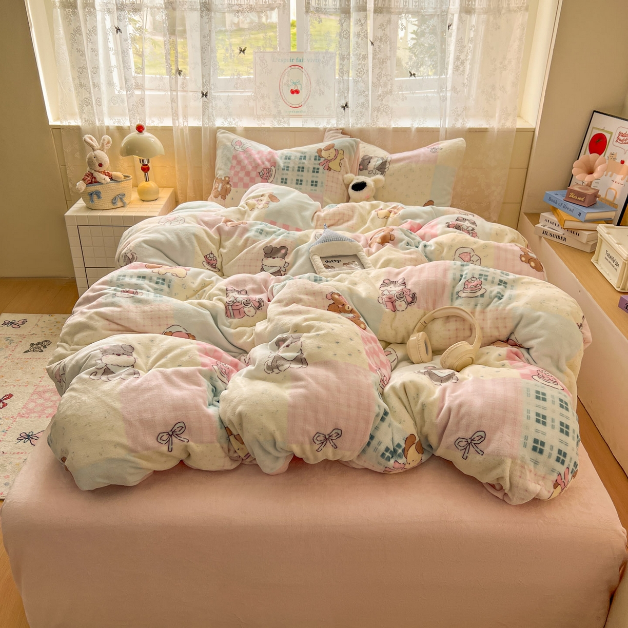 91家纺网 家纺一手货源 找家纺 冕悠家纺 2025新款A类200克加厚印花牛奶绒保暖四件套提供买家秀 汪汪派对